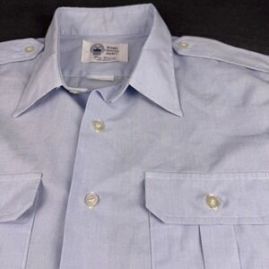 Mens Short Sleeve Light Blue Defense Logistics Agency Uniform Shirt Size 17.5